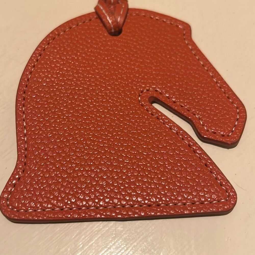 Leather Horse Bag Charm Orange New